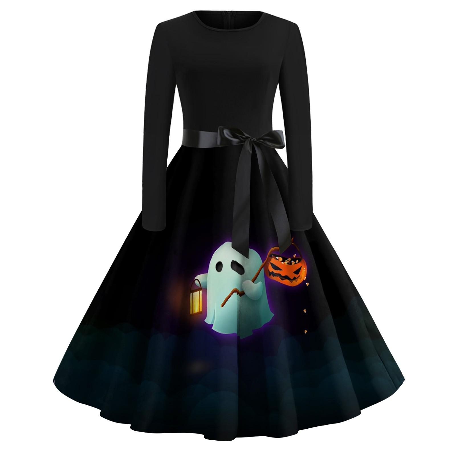 Платье с расклешенным принтом на Хэллоуин для женщин — фото 3