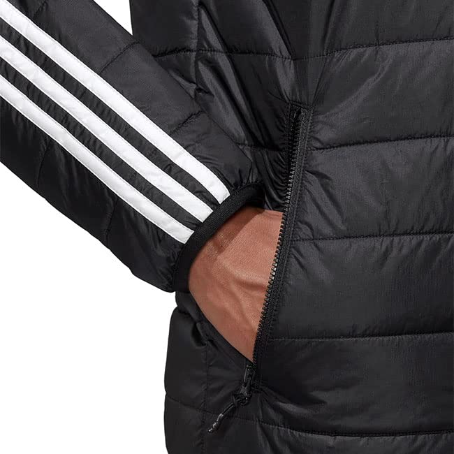 Adidas XL Black Quilted Jacket with Stand Collar and Three Stripes Men's (HL9212)
