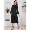 Women's Fashion Professional Dress Senior Sense Stand Collar Pinstripe Dress