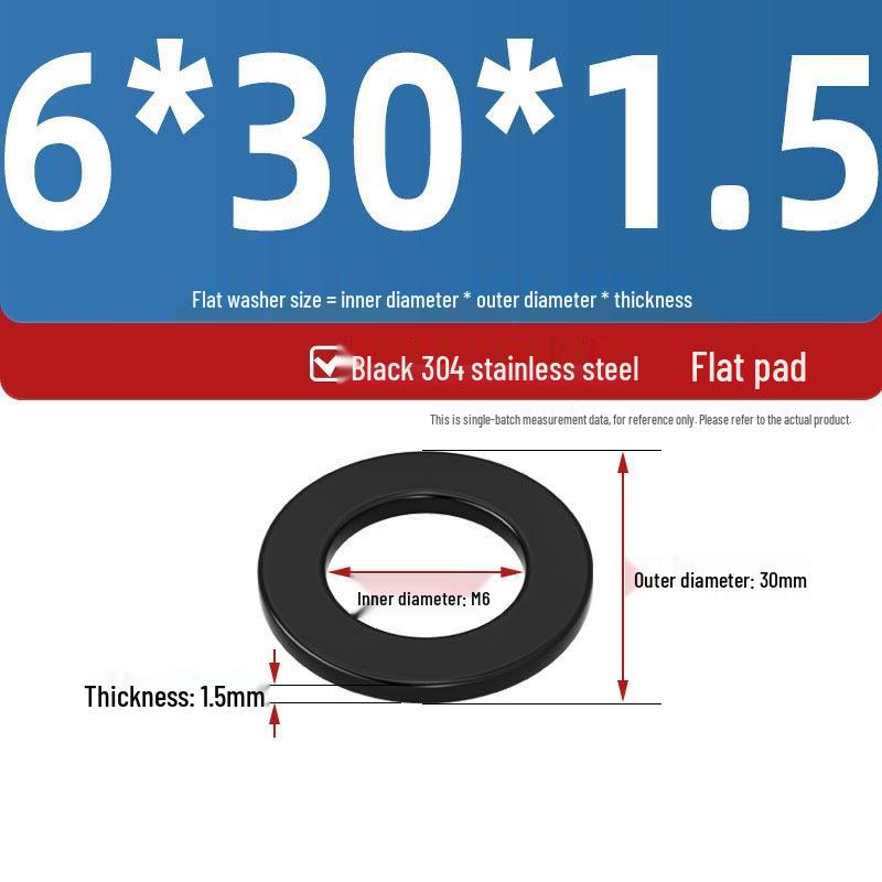 Ultra-Thin Black Zinc-Plated Stainless Steel Flat Washer (M2-M20)