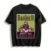 Mr.Barber Skull Print T-shirt Retro Barber Theme Casual Top Pure Cotton T-shirt