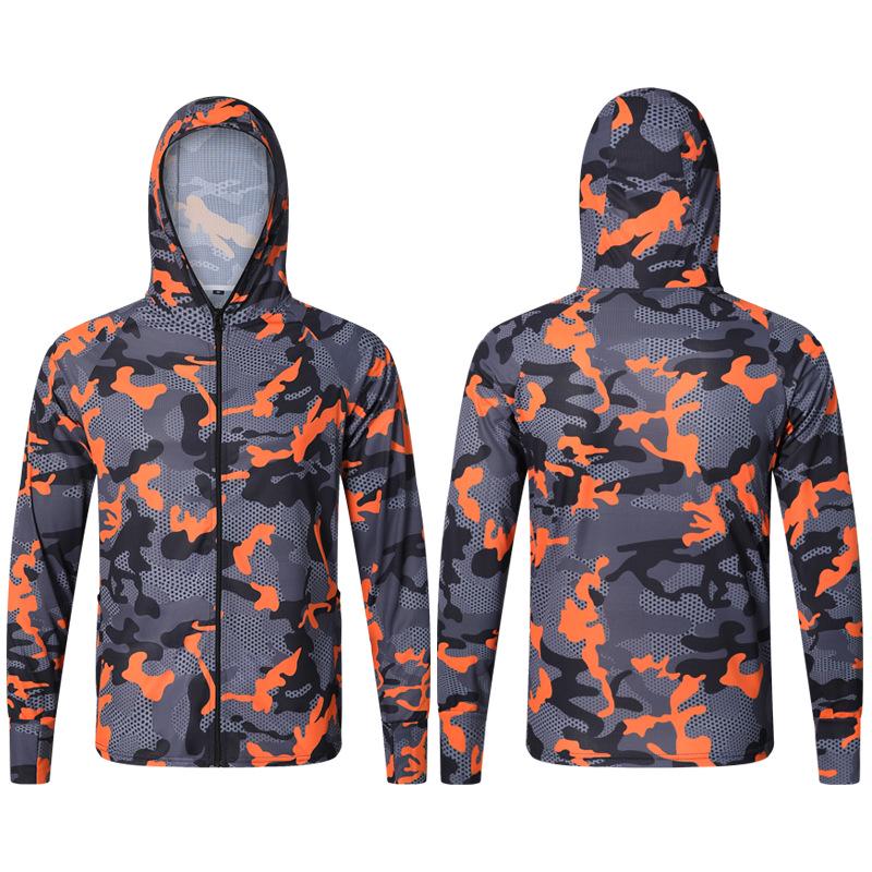 Men's Camouflage Sun Protection Hooded Fishing Jacket - Breathable, Long Sleeve, Anti-Mosquito.
