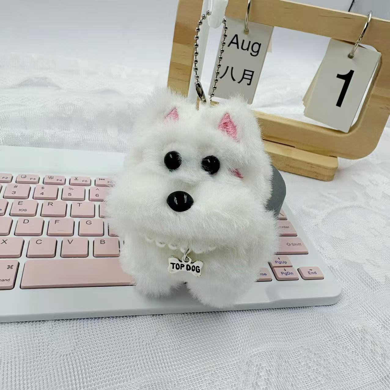 

Cartoon Puppy Cute Doll Keychain Kawaii White Plush Dog Doll Key Chain Couple Keyring Lovely Bag Pendant Key Gifts Accessories белый
