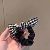 Age-Reducing Black & White Plaid Bow Hair Tie