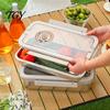 Lunch Container Stainless Steel Crisper Box with Sealing Lid And Handle, Large Capacity Portable Picnic Food Storage Bread Box, for Home