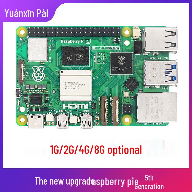 Raspberry Pi 5B Dev Board: 5th Gen, Quad-core, PCIe, USB 3.0, Python-ready