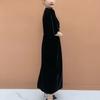Women's V-neck Velvet Dress Rhinestone Fitted Long Dress Autumn and Winter