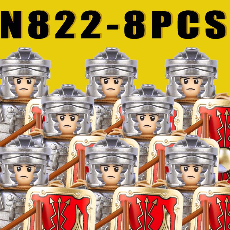 Medieval Military Rome Knights Building Blocks Castle Army Warrior Soldier Figures Crossbowman Shield Sword Legion Bricks Toys