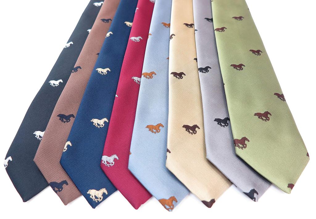 [GANJI] Business Necktie, Jacquard Weave, Racehorse Pattern Necktie, Thoroughbred, Made in Japan, 8 Colors, Boxed (Brown 1 (Bay))