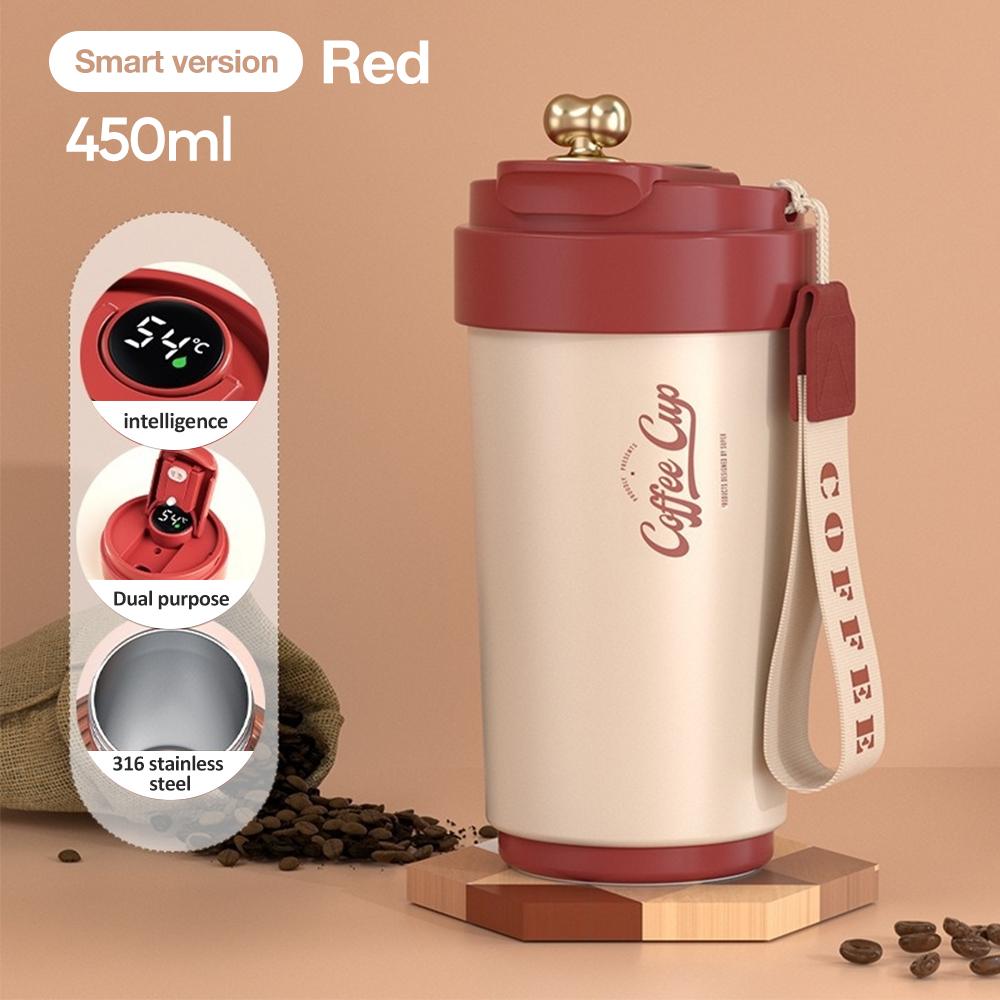 450ml Stainless Steel Smart Coffee Cup Tumbler Thermos Cup With Intelligent Temperature Display Portable Travel Mug Vacuum Flask