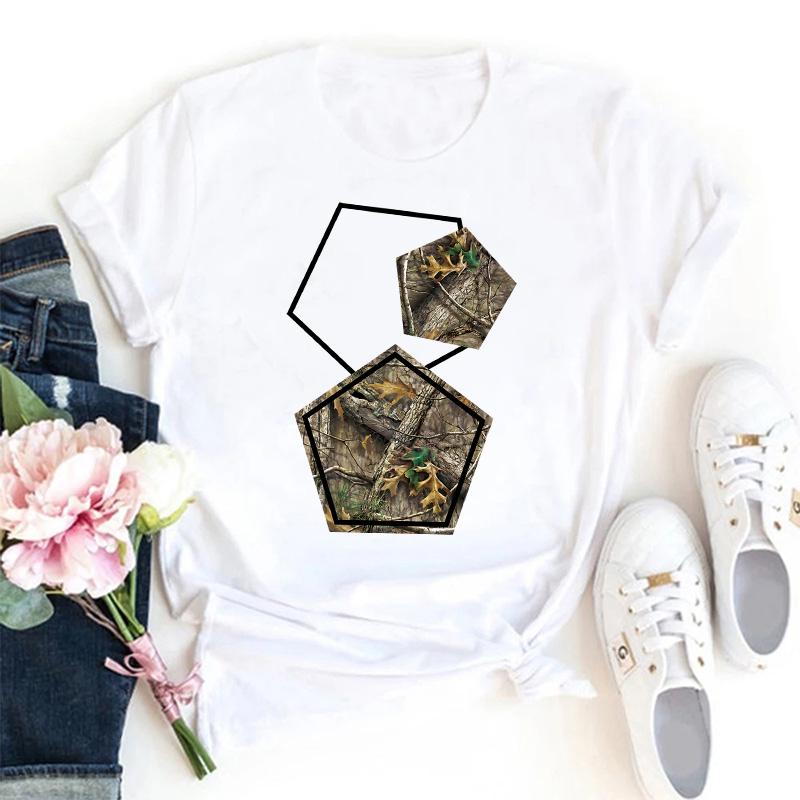 

Tshirt Harajuku Fashion T-Shirt Leisure Female Tops Oversized Clothes 2025 New Summer Geometric Figure Print T Shirt Women White S білий