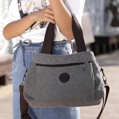 Kanvas Kadın Çantası Rahat Kadın Tek Omuz Çantası Düz ​​Renk Aşınmaya dayanıklı Çanta Crossbody Çanta