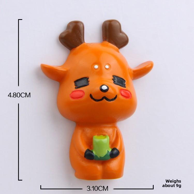 Cute Cartoon Reading Drinking Tea Eating Food Deer Magnetic Decor Refrigerator