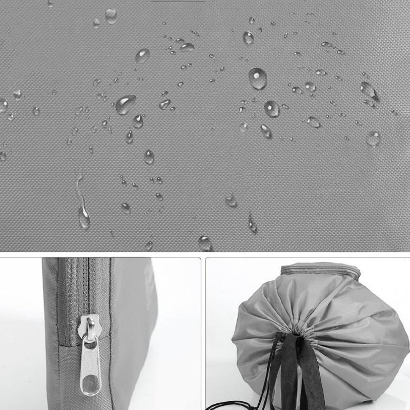 Black Grey Travel Dirty Laundry Bag Polyester Fiber Collapsible Dirty Clothes Bag Washable with Handle Drawstring Storage Bag