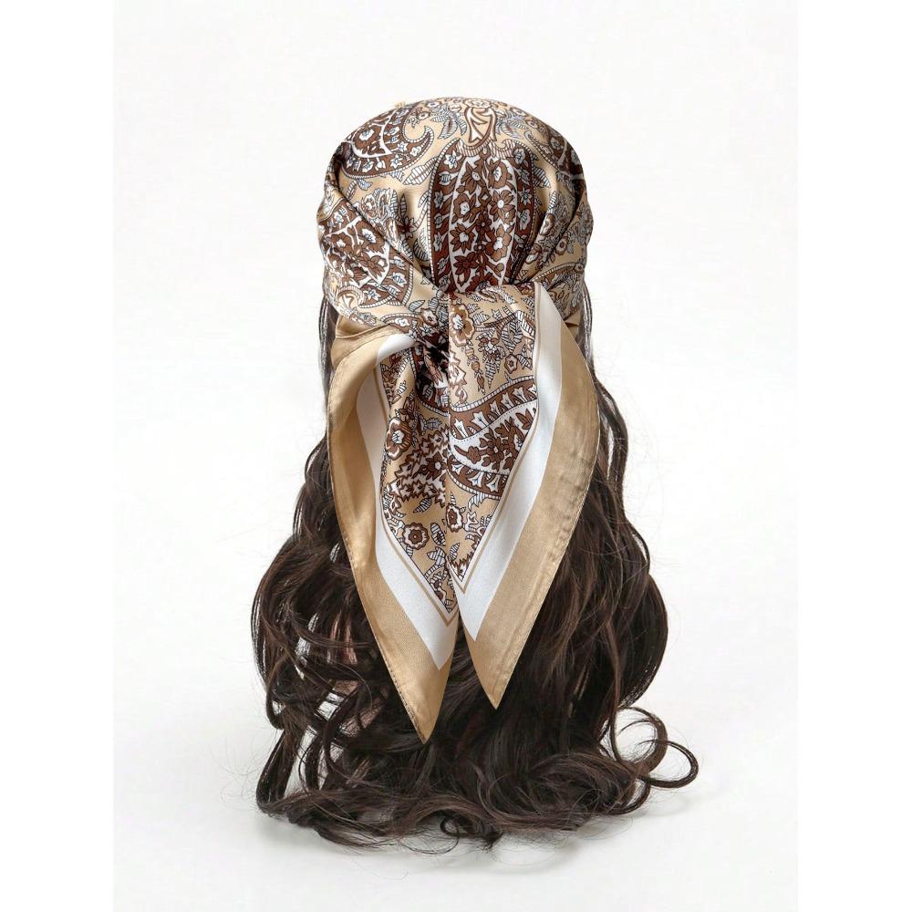 Luxury Print Imitation Silk Square Scarf Thin Hair Scarf Headband New Neck Tie Shawl Wraps  Women