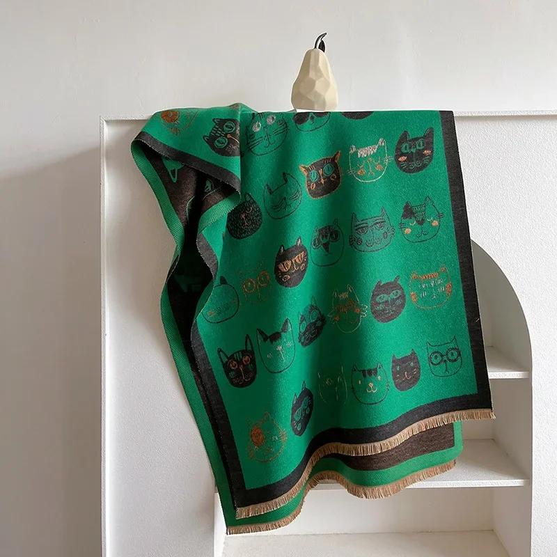 180*65 Thick Warm Winter Scarf Design Print Women Cashmere Pashmina Shawl Lady Wrap Scarves Knitted Men Foulard Blanket