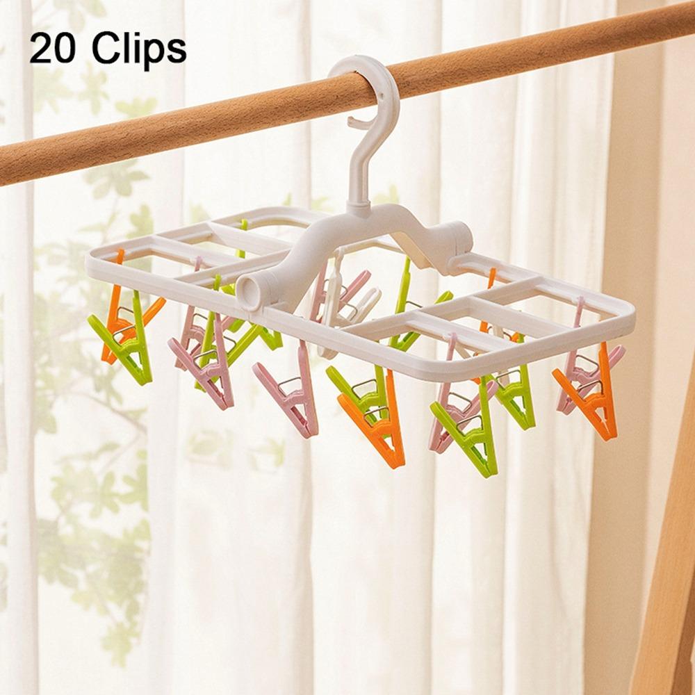 Foldable Underwear Drying Rack Plastic Laundry Clip Multifunctional Clothes Hanger  Bathroom