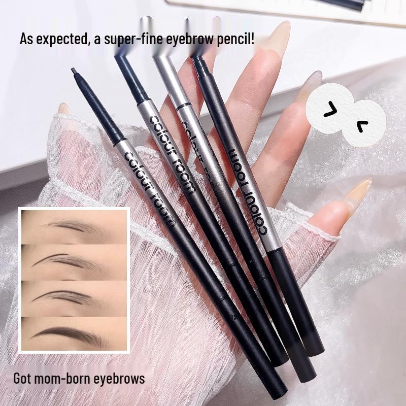 Black Gradient Double-Ended Rotating Eyebrow Pencil with Brush, Waterproof & Smudge-Proof, Beginner-Friendly Makeup.
