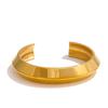 Yhpup 55cm Gold PVD Plated Stainless Steel Smooth Polished Cuff Bracelet Waterproof Fashion Charm High Quality Bangle for Women