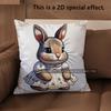 2D Cute Dressed Rabbits Pattern Pillow Covers Pattern Cushion Cover Suitable For Sofa Bedroom Car Pillow Cover