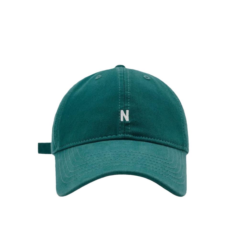 A Simple and Versatile Baseball Cap with A Soft Top Embroidered with The Letter "N" for A Korean Couple