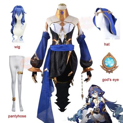 Layla Cosplay Kostüm Perücke Genshin Impact Cosplay Impact 3rd Layla Kleid Outfit Uniform Kopfbedeckung Handschuhe Mütze Mädchen Frauen