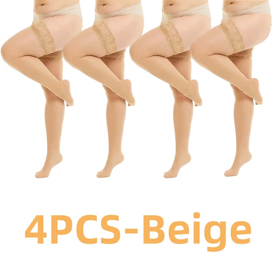 4Pair/SET Lace Over Knee Thigh High Stockings Elastic Sexy Thin Black Fishnet Stocking Set White Plus Size Long Socks for Woman