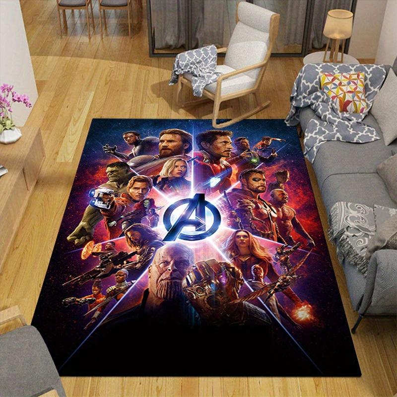 1pc Marvel Avengers Super Heroes Area Rug, Non-Slip Floor Mat, Cartoon Character Design, Soft Velvet, Room Decor, Washable Indoor Carpet