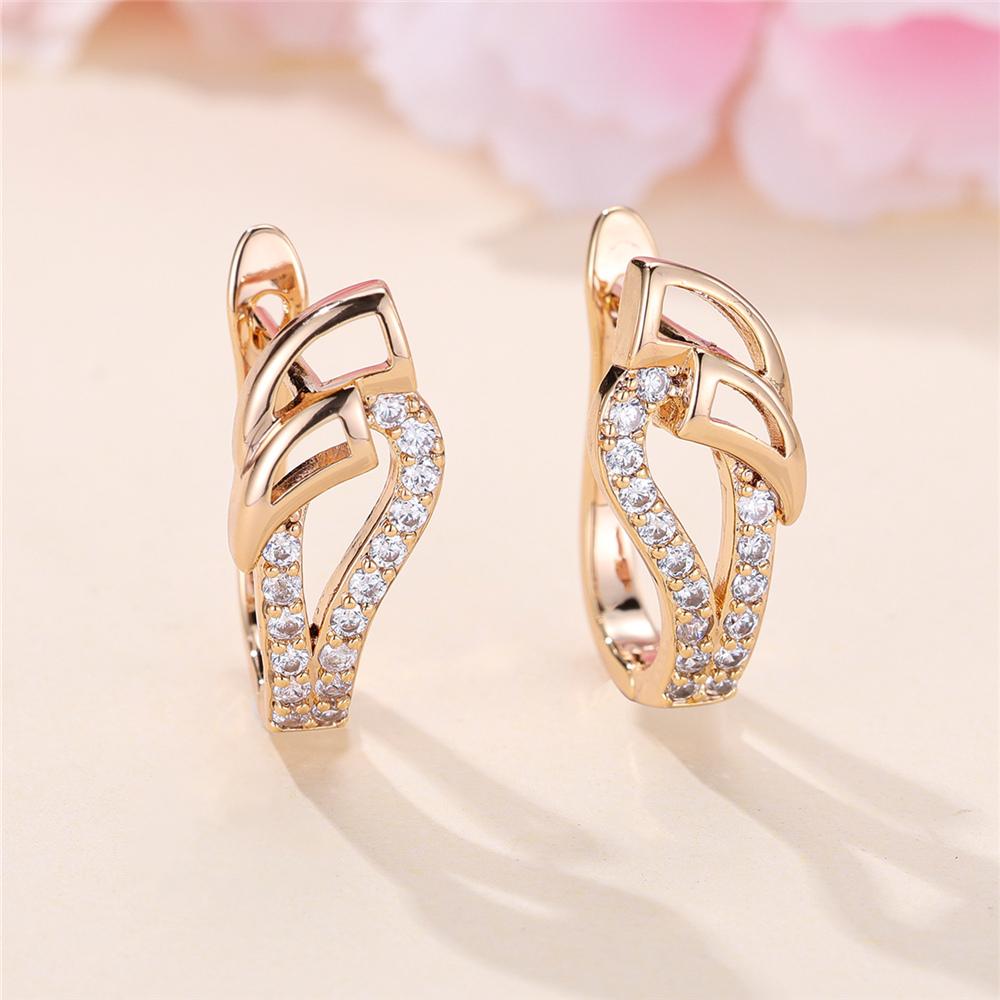 Trendy Crystal White Zircon Skeleton Hoop Earrings For Women Vintage Gold Color Wedding Jewelry