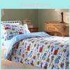 Trucks Car Diggers Cartoon Pattern Duvet Cover Pillowcase Set Bedding Bedroom