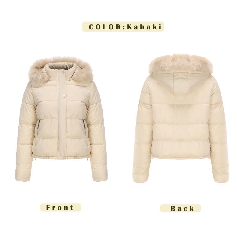 Autumn and Winter Warm Cotton Coat for Women Short Style Plus Velvet Long-sleeved Cotton Coat with Detachable Hood
