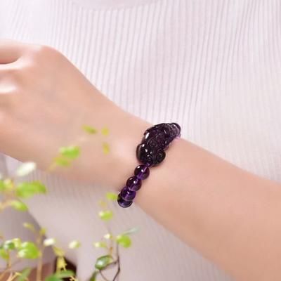 Amethyst-Armband Pixiu bringt Glück und Reichtum, chinesisches Fengshui-Tier, Kristallperlen-Armbänder, Party-Geburtstagsgeschenk, Frauen Männer