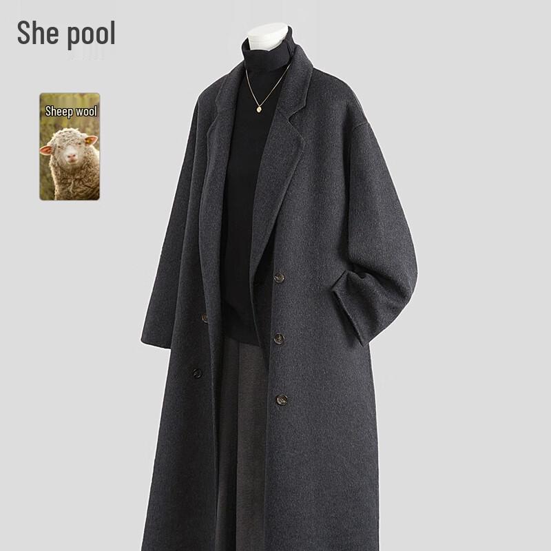 

Women s Merino Wool Blend Double-Faced Mid-Length Coat One Size