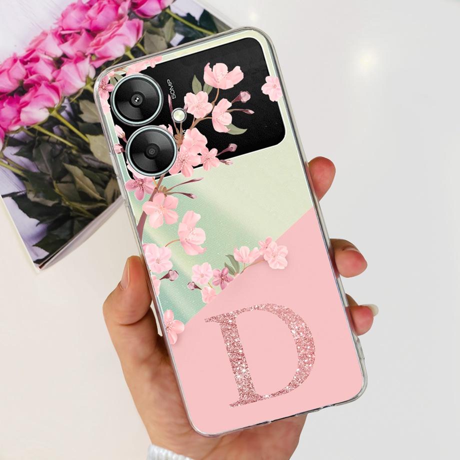 For Xiaomi Redmi 13C 13R 5G Case Transparent Soft TPU Ultra Slim Bumper Capa For Xiomi Redmi13C 5G 13 R Initials Letter Coques