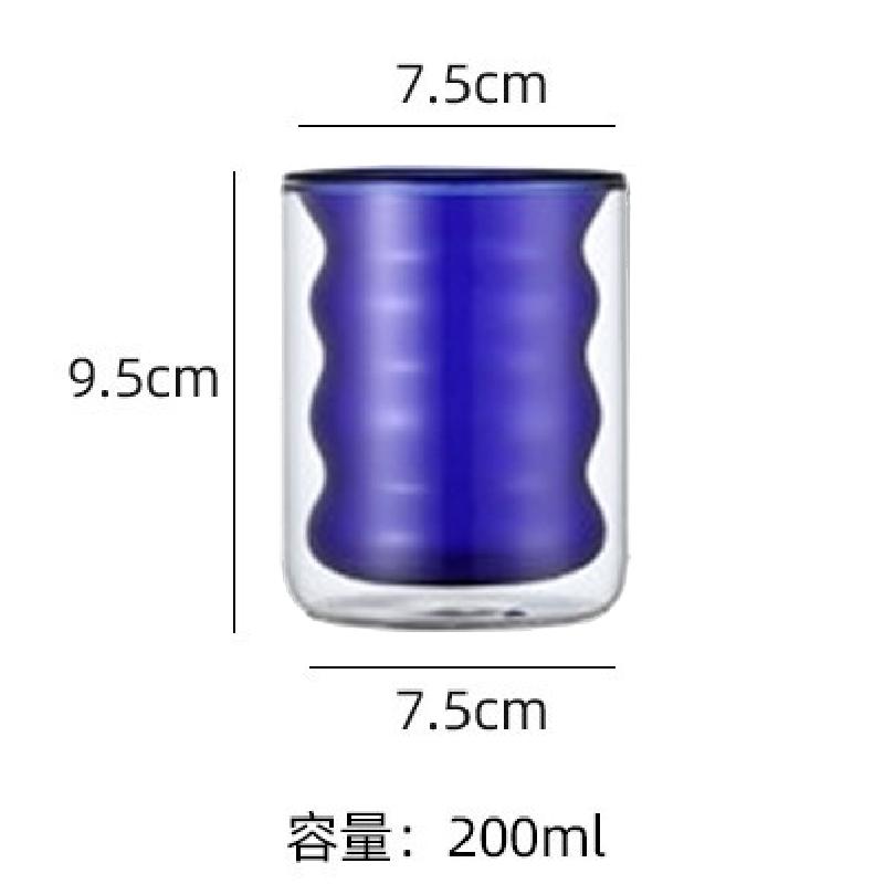 Creative Glass Cups Double-layer Heat-resistant Tumbler Drinking Cups Juice Milk Coffee Cups Tumbler Corrugated Cups 200ml