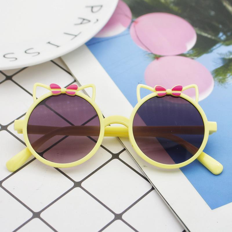Children'S Sunglasses Uv-Proof Baby Sunglasses Kitten Ear Shape Round Frame Cute Children'S Glasses