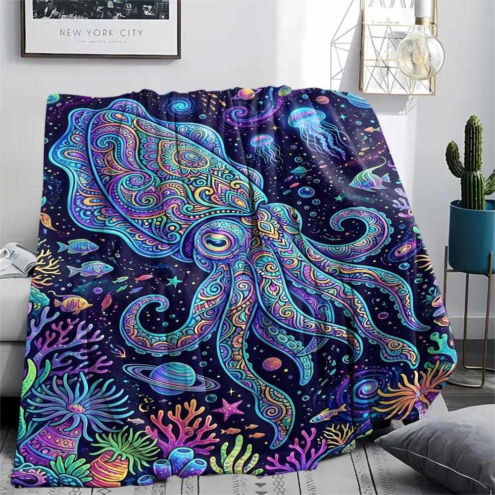 Colorful Line Animals Print Flannel Blanket,High quality Comfortable for All Seasons,Home Decor,Warmth and Comfort,Perfect for Christmas Gifts