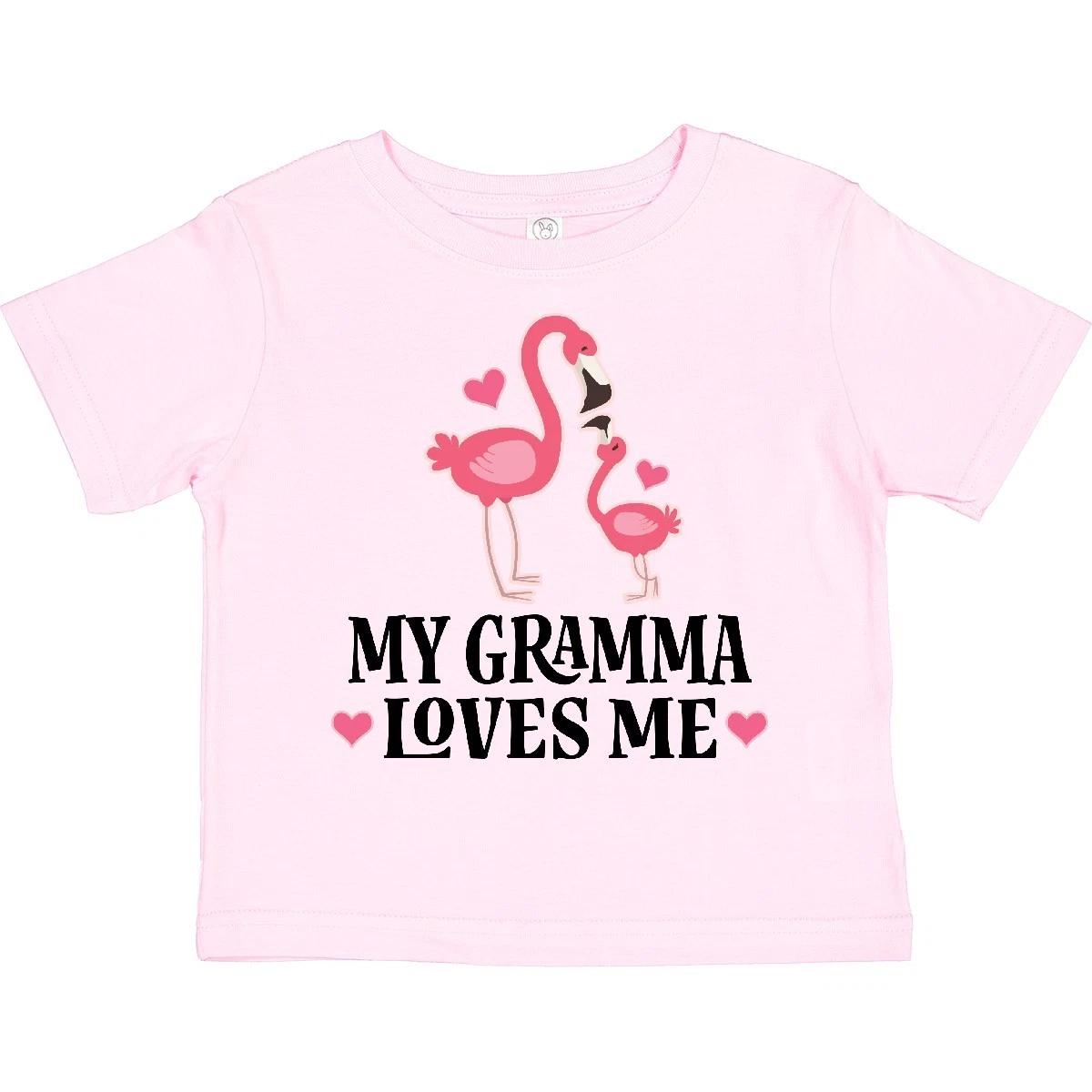 Inktastic Gramma Loves Me Girl Flamingo Toddler T-Shirt Childs Cute Grandkid Kid 110