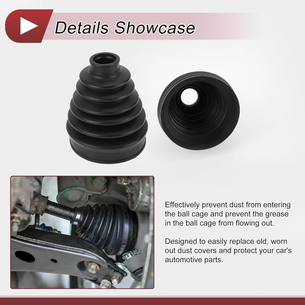 1 Set CV Joint Boot Kit for Honda CR-V 2008-2011 2019 Outer Constant Velocity Joint Boot W/Clamps No.44018SJM020 Black Rubber