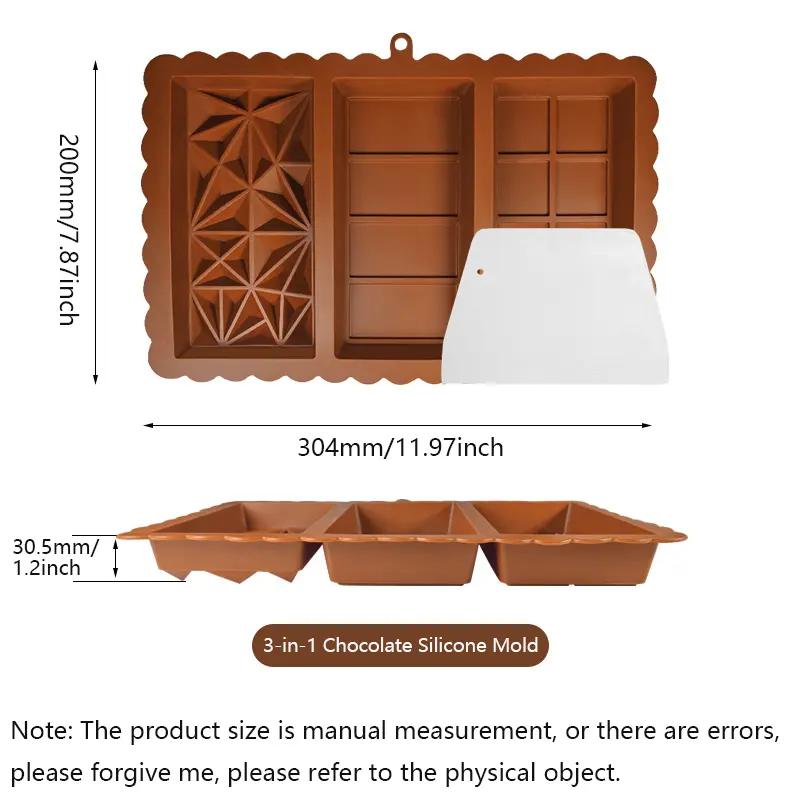 1pc Silicone Chocolate Bar Mold Non-Stick Wax Melt Mould for Protein Energy Bars Break Apart DIY Handmade Gift Chocolate Molds