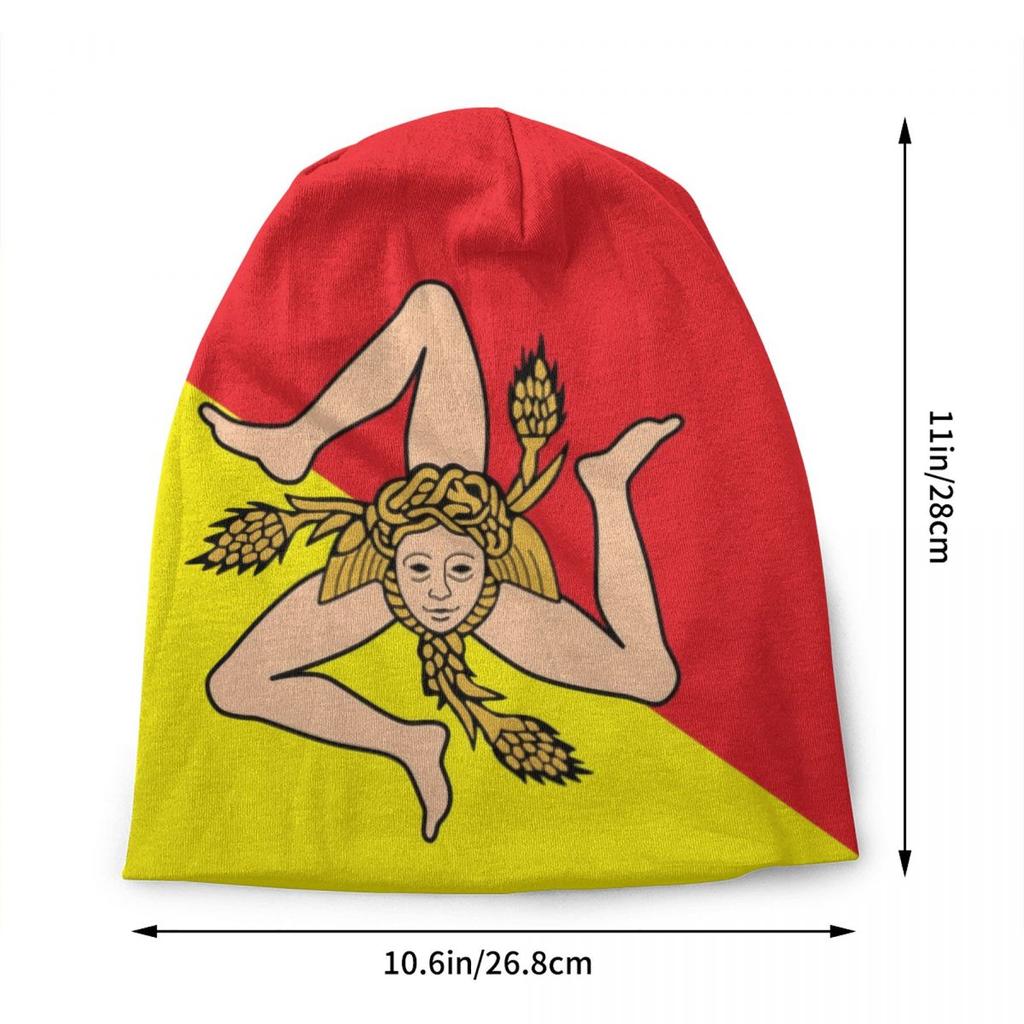 Custom Italian Island Sicily Flag Skullies Beanies Caps Unisex Winter Knit Hat Sicilian Bandiera Bonnet Hats Outdoor Ski Cap