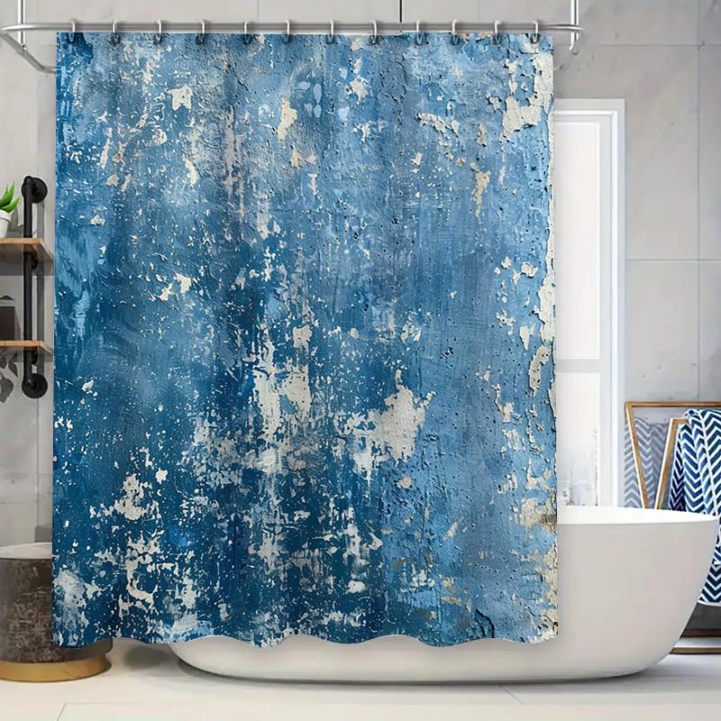 

Blue White Splatter Shower Curtain For Home Decor Bathroom Accessories Modern Design Waterproof Fabric Hanging Ring Holder Set 7 W60H190(CM)-1 Pcs