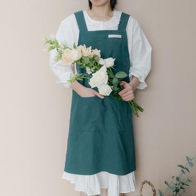 1pc Cotton and Linen Apron Simple Style Wide Shoulder Strap Solid Color Stain-resistant Washed Cotton Home Kitchen for Women