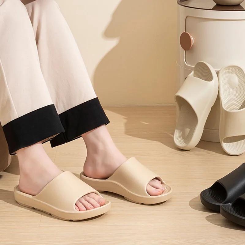 Fashion Thick Platform Slippers Women Summer 2025 Solid Color Soft Sole Cloud Slides Woman Lightweight Non-Slip Beach Shoes Flip Flops
