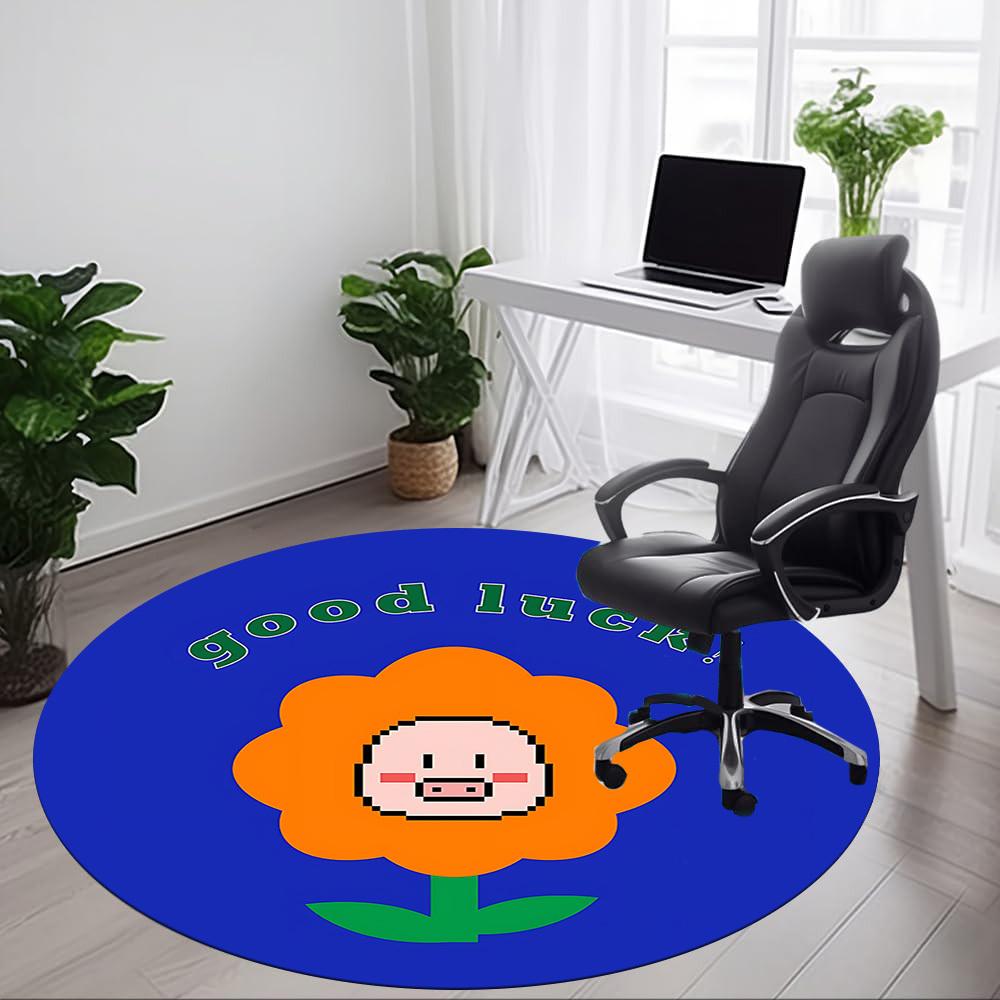 1pc Flower Pig Office Round Area Rug, Indoor Mat Suitable For Office, Under Office Chairs Bedroom Living Room Home Decor, Room Deco