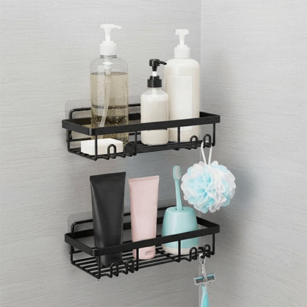 Useful Metal Bathroom Shelf Adhesive Drain Wall Mounted Shelf Removable Space Saving Shower Storage Rack Shower Area