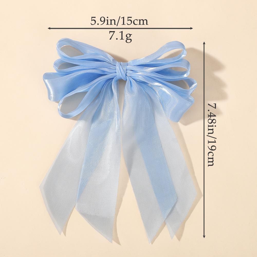 Popular Streamer Bow Hairpin Children'S Chiffon Yarn Solid Color Hair Accessories Macaron Cute Hairpin 5219