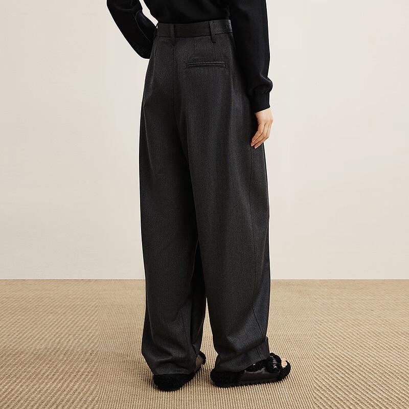LESS 2025 Autumn Slim Fit Wool Blend Straight Leg Pants