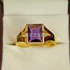 Amethyst Square Cut Gemstone With 925 Sterling Gold Plated Ring For Men's #B713 JL375692705110