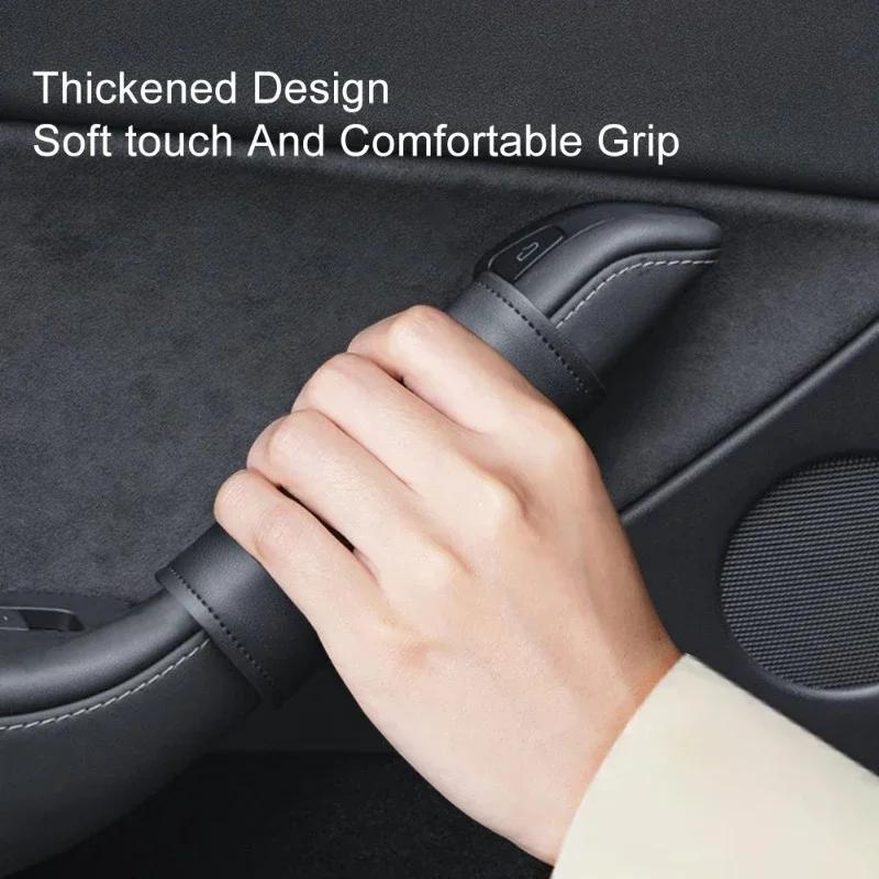 For Tesla Model 3/Y 2025-2025 Leather Protective Case 4PCS Car Door Inner Handle Protector Cover Door Handle Gloves Accessories